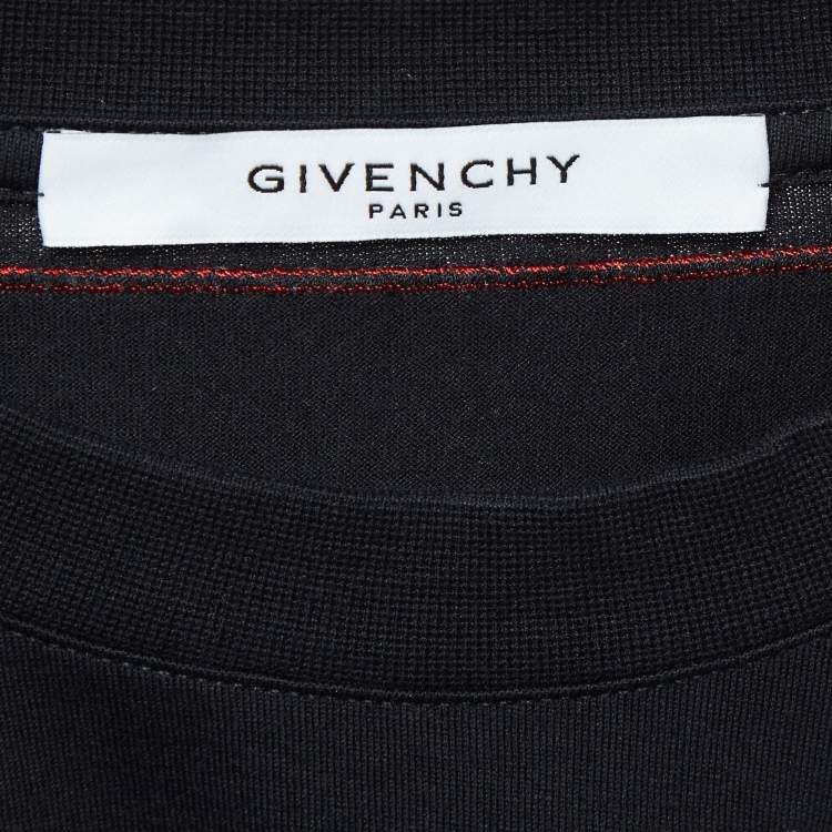 Pre Owned Givenchy Black Cuban Tape Star Collar Cotton T-Shirt S