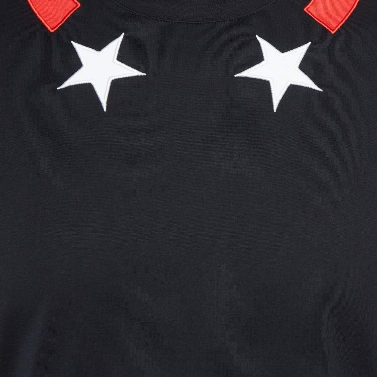 Pre Owned Givenchy Black Cuban Tape Star Collar Cotton T-Shirt S