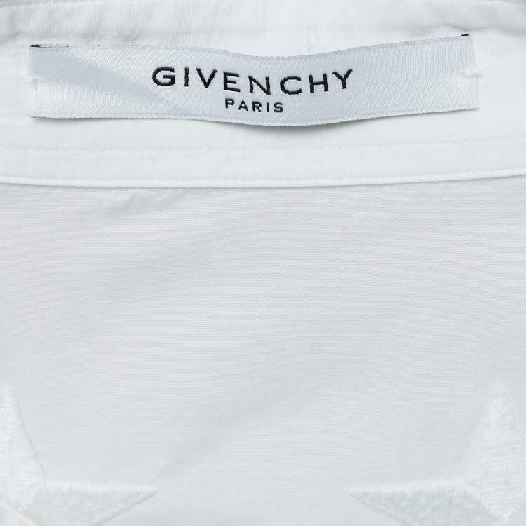 Pre Owned Givenchy White Star Embroidered Cotton Shirt L