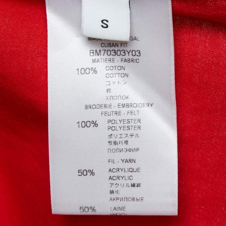 Pre Owned Givenchy Red Cotton Knit Star Patchwork T-Shirt S