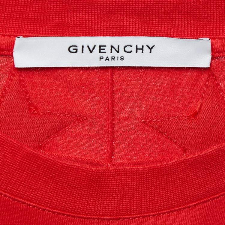 Pre Owned Givenchy Red Cotton Knit Star Patchwork T-Shirt S