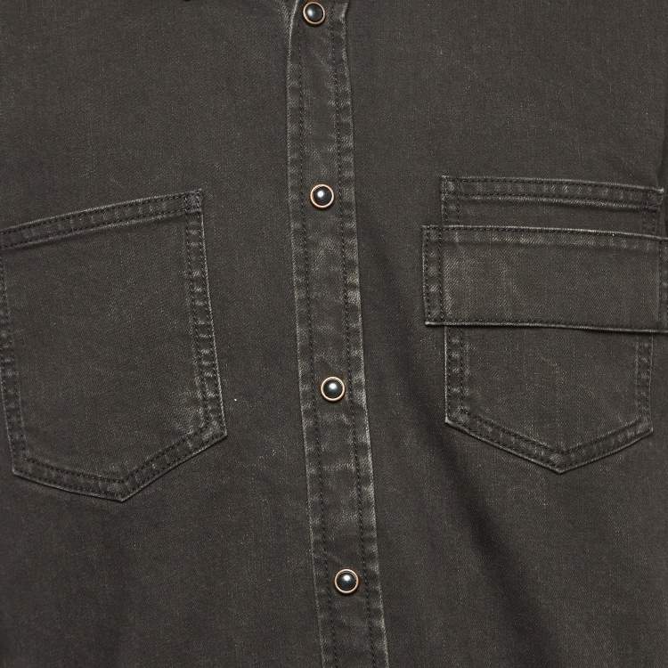 Pre Owned Givenchy Black Washed & Studded Denim Shirt XL