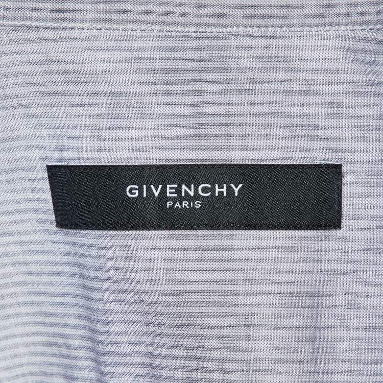 Pre Owned Givenchy Grey Striped Cotton Long Sleeve Shirt M