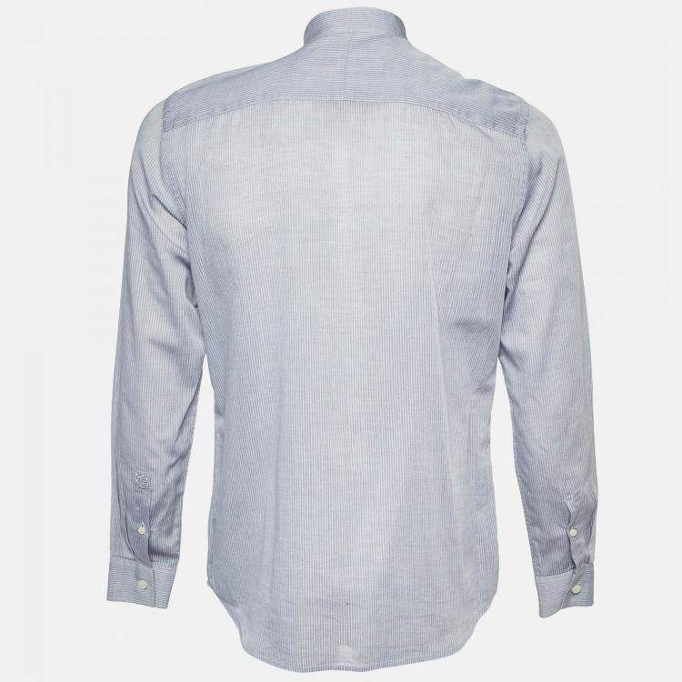 Pre Owned Givenchy Grey Striped Cotton Long Sleeve Shirt M