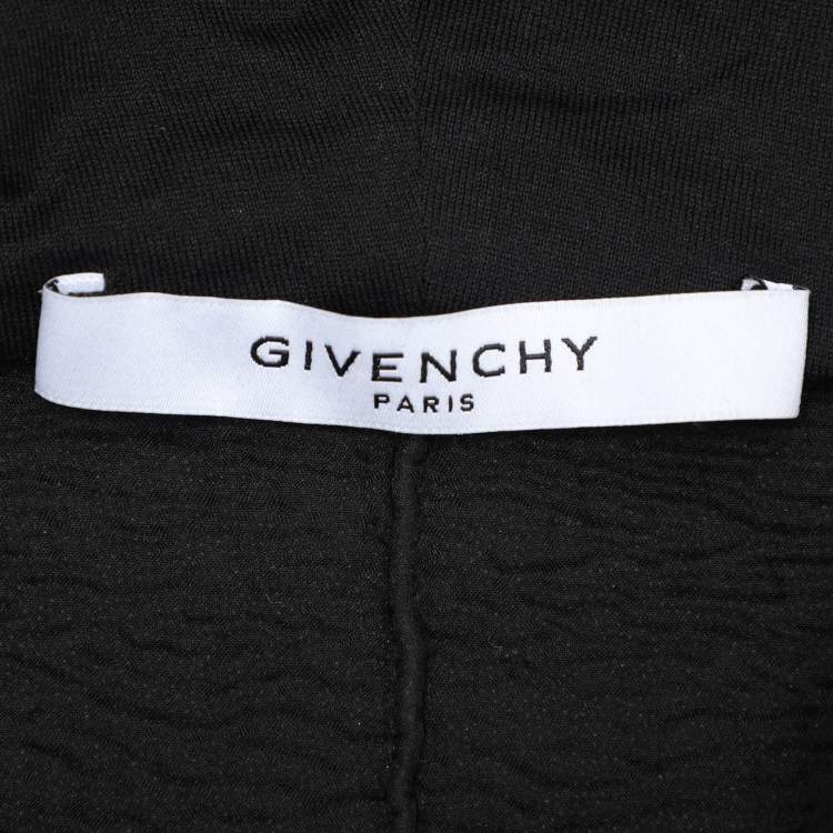 Pre Owned Givenchy Black Distressed Cotton & Mesh Inset Logo Printed Hooded Sweatshirt S