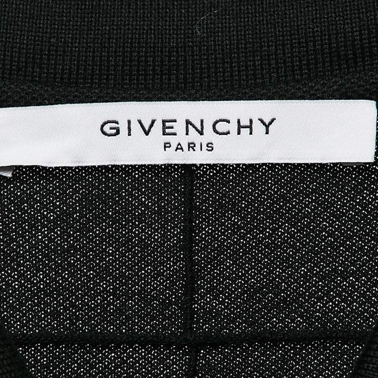 Pre Owned Givenchy Black Stars Embroidered Pique Polo T-Shirt L