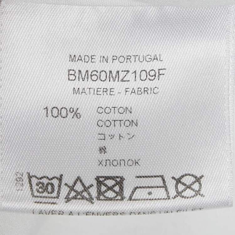 Pre Owned Givenchy x Brown 50 White Logo Tape Print Cotton Shirt L 