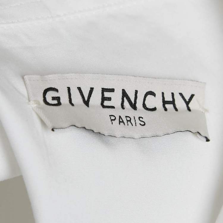 Pre Owned Givenchy x Brown 50 White Logo Tape Print Cotton Shirt L 