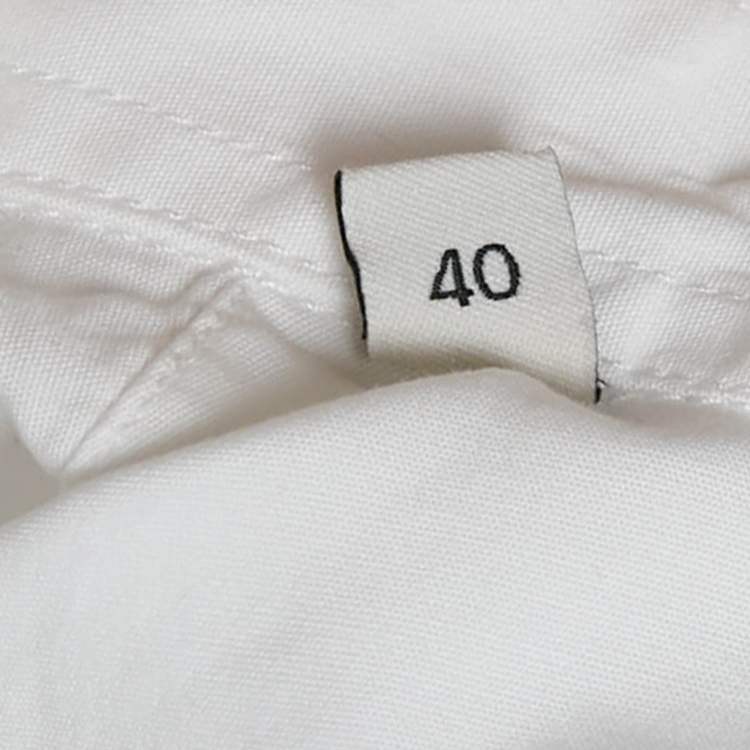 Pre Owned Givenchy x Brown 50 White Logo Tape Print Cotton Shirt L 