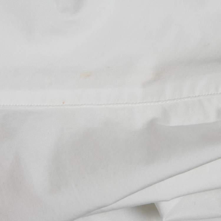 Pre Owned Givenchy x Brown 50 White Logo Tape Print Cotton Shirt L 