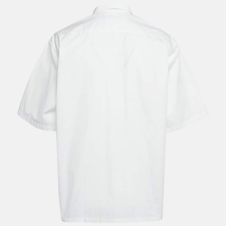 Pre Owned Givenchy x Brown 50 White Logo Tape Print Cotton Shirt L 