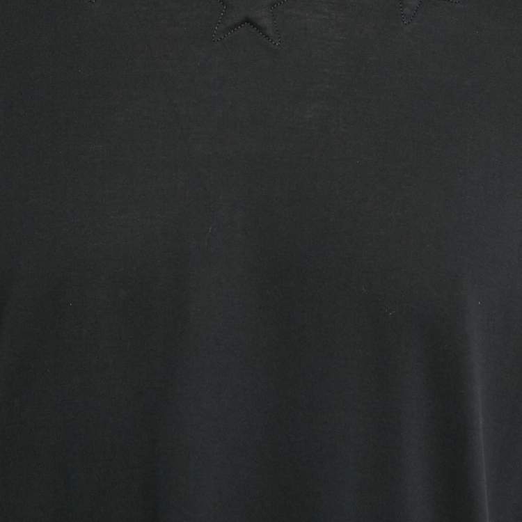 Pre Owned Givenchy Black Cotton Star Quilt Detail T-Shirt L 