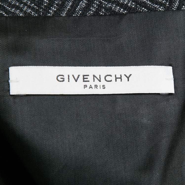 Pre Owned Givenchy Black Herringbone Wool Single Breasted Blazer S