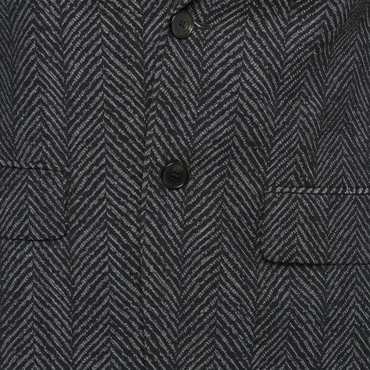 Pre Owned Givenchy Black Herringbone Wool Single Breasted Blazer S