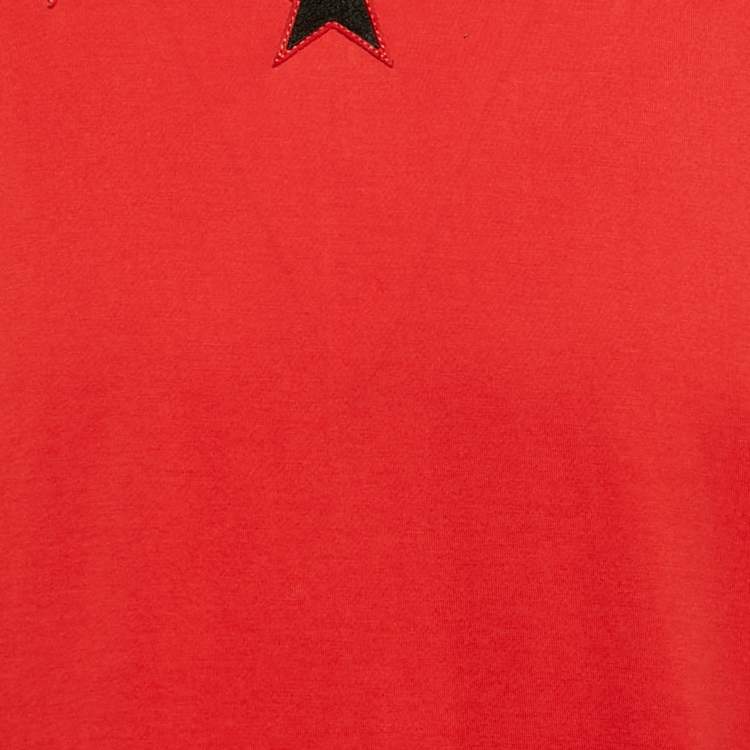 Pre Owned Givenchy Red Printed Cotton Star Applique T-Shirt XXL
