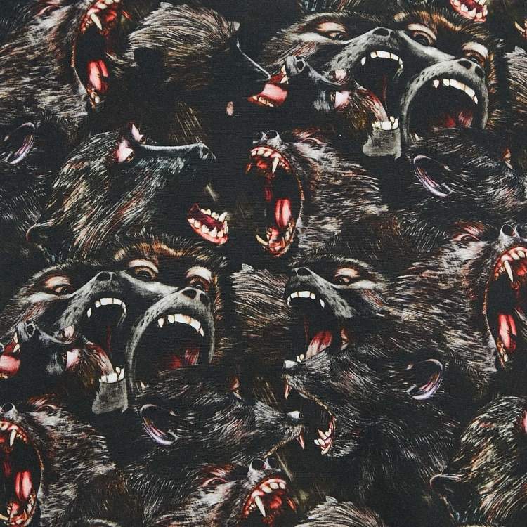 Pre Owned Givenchy Black Baboons Print Jersey Crew Neck T-Shirt M