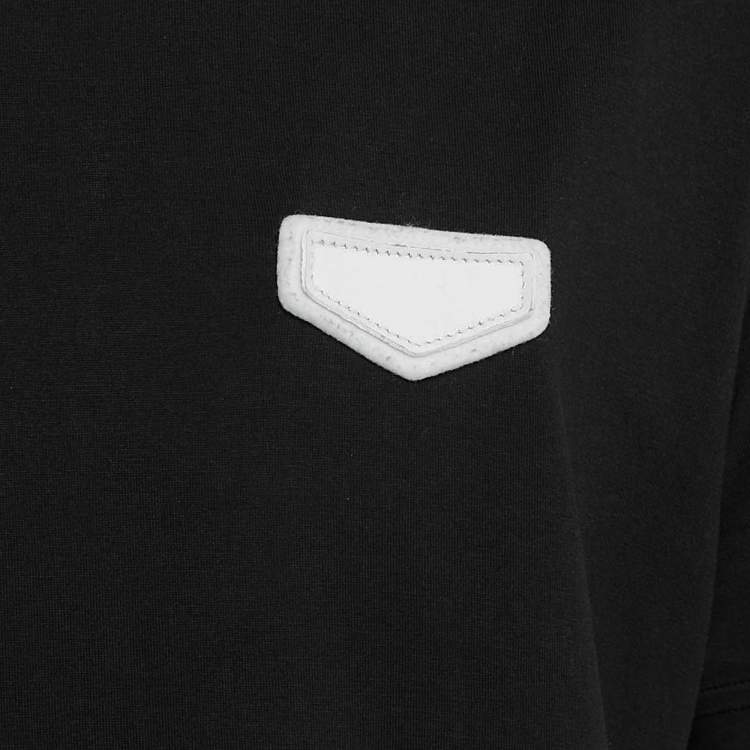 Pre Owned Givenchy Black Cotton Leather Patch Detail T-Shirt XL