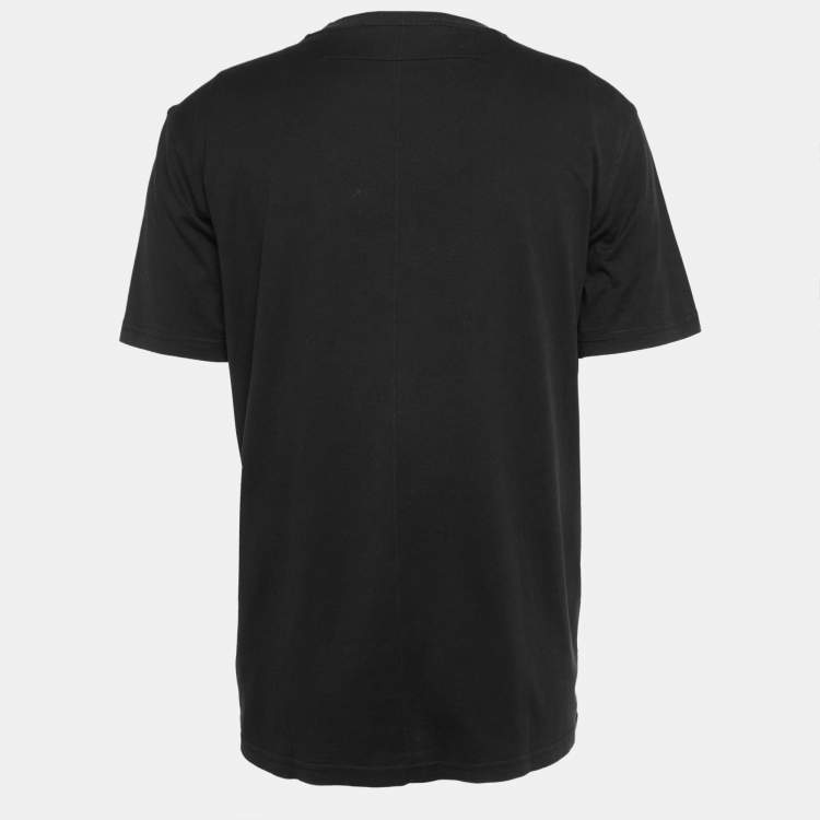 Pre Owned Givenchy Black Cotton Leather Patch Detail T-Shirt XL
