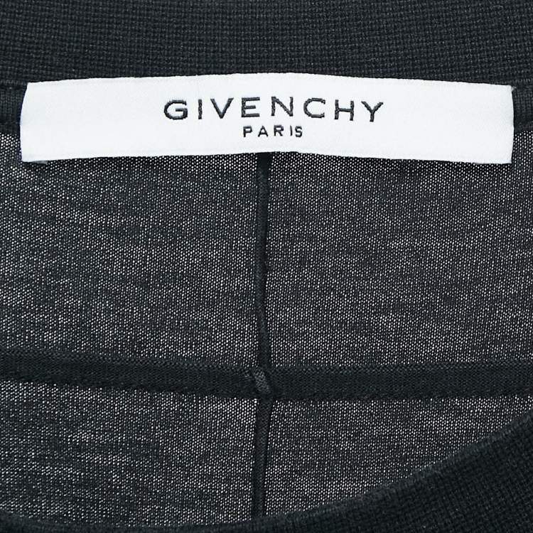 Pre Owned Givenchy Black Cotton Leather Patch Detail T-Shirt XL