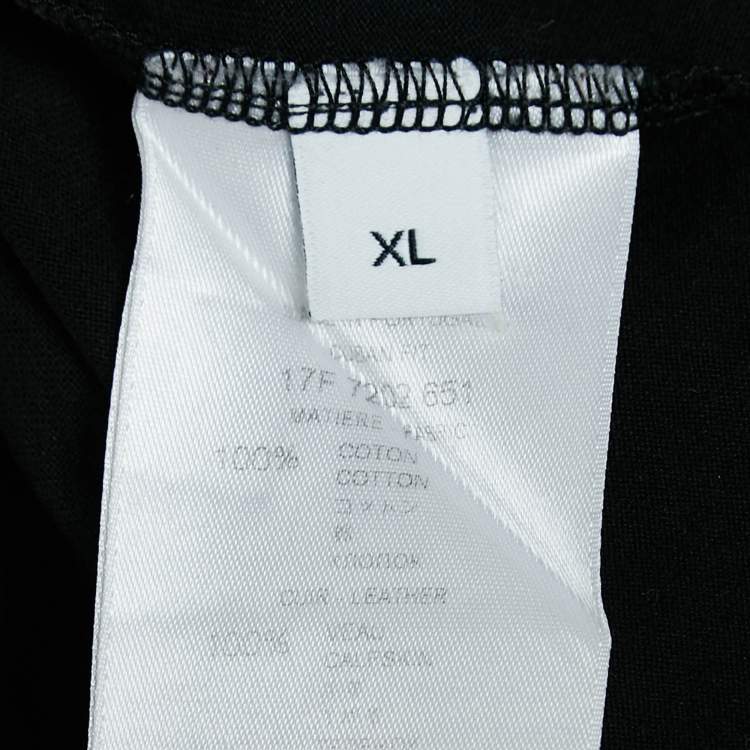 Pre Owned Givenchy Black Cotton Leather Patch Detail T-Shirt XL