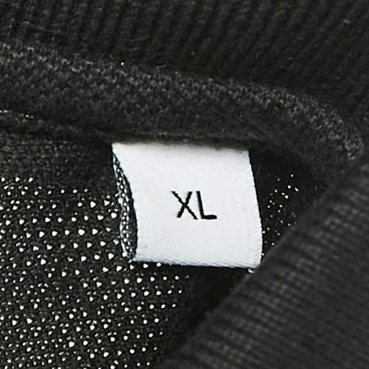 Pre Owned Givenchy Black Cotton Pique Leather Patch Detail Polo XL
