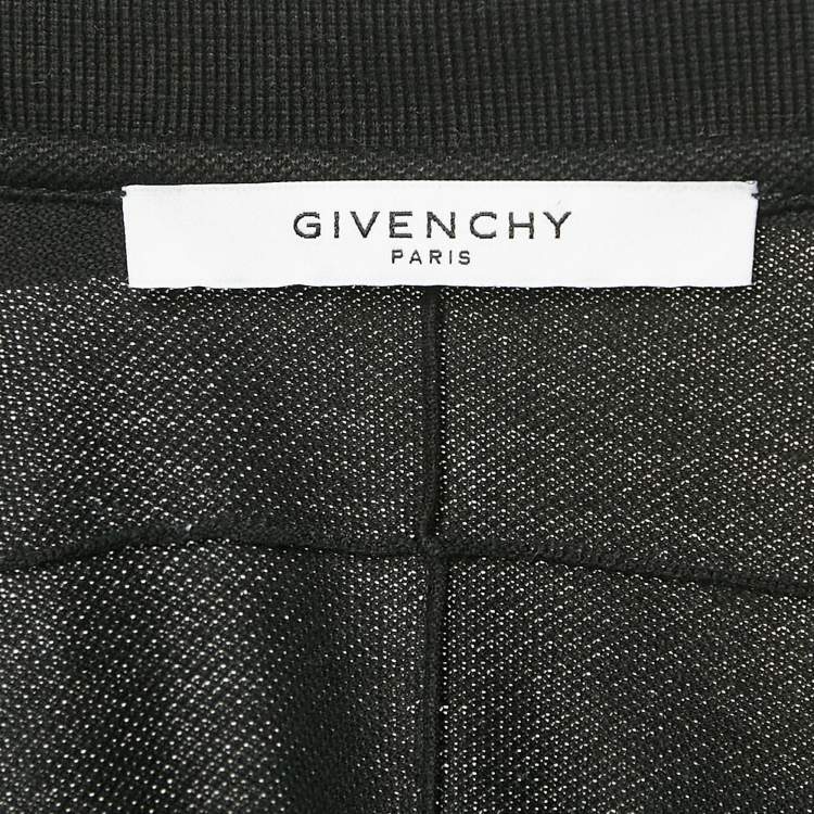 Pre Owned Givenchy Black Cotton Pique Leather Patch Detail Polo XL