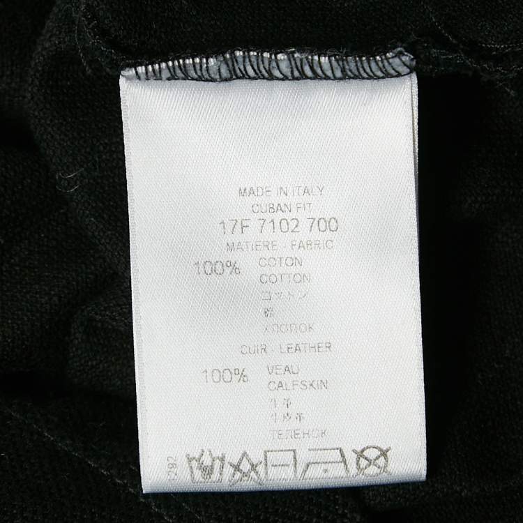 Pre Owned Givenchy Black Cotton Pique Leather Patch Detail Polo XL