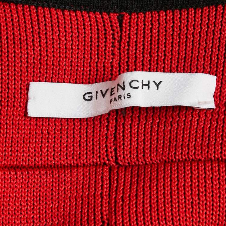 Pre Owned Givenchy Black Logo Intarsia Back Wool Knit Bomber Jacket S