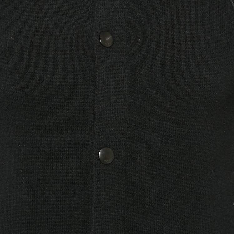 Pre Owned Givenchy Black Logo Intarsia Back Wool Knit Bomber Jacket S