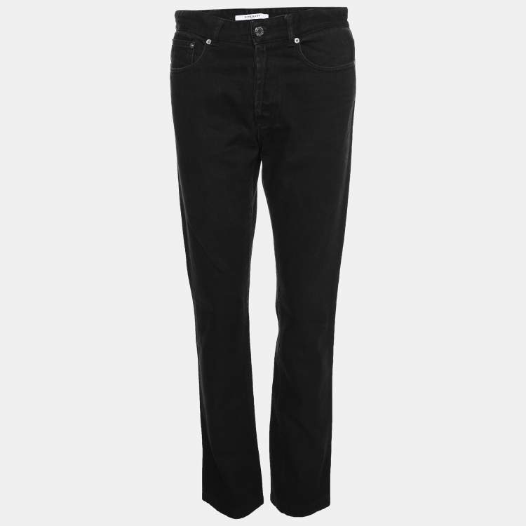 Pre Owned Givenchy Black Cotton Straight Leg Jeans S/M (Waist 32")