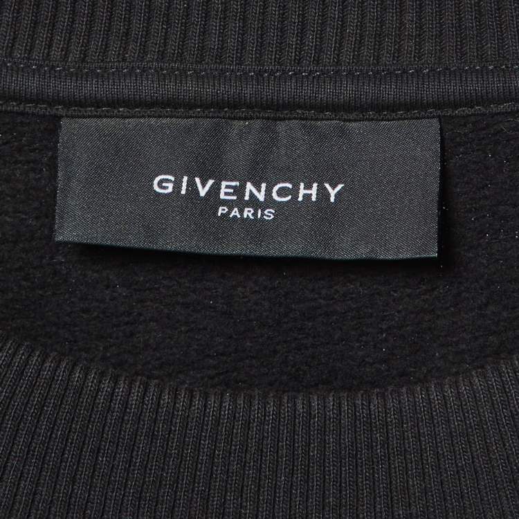 Pre Owned Givenchy Black Printed Cotton Crew Neck Sweatshirt M