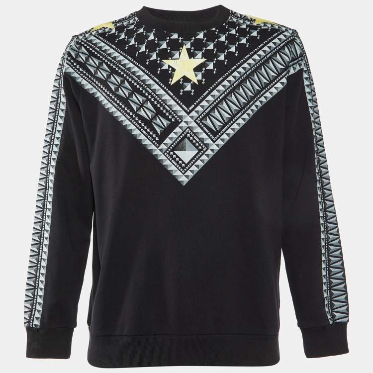 Pre Owned Givenchy Black Printed Cotton Crew Neck Sweatshirt M