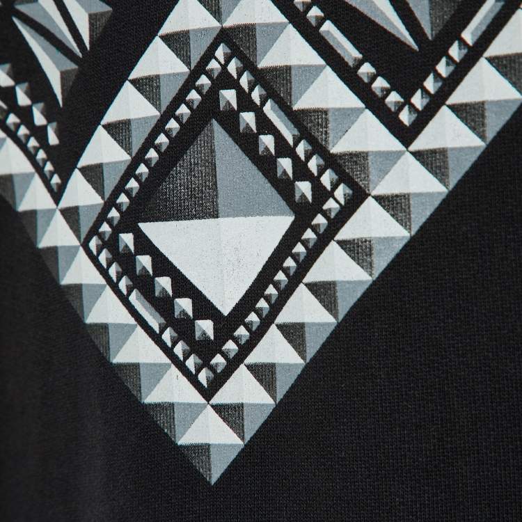 Pre Owned Givenchy Black Printed Cotton Crew Neck Sweatshirt M