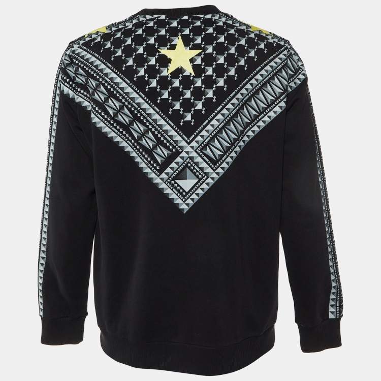 Pre Owned Givenchy Black Printed Cotton Crew Neck Sweatshirt M