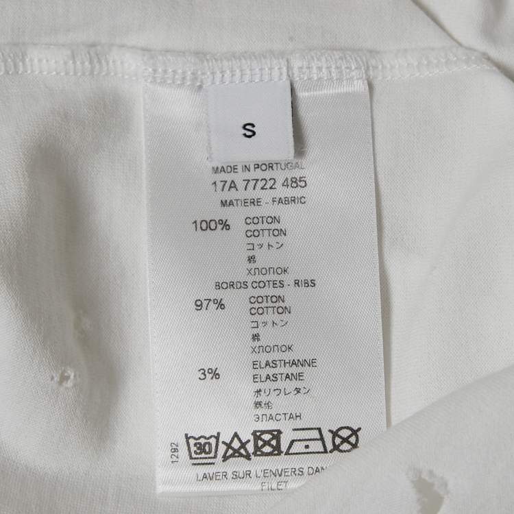 Pre Owned Givenchy White Logo Print Cotton Distressed T-Shirt S