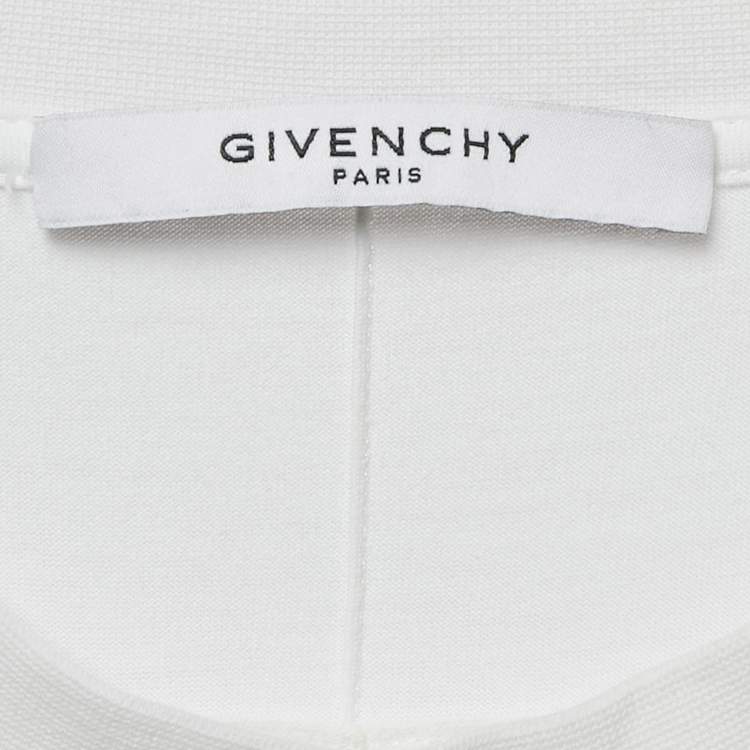 Pre Owned Givenchy White Logo Print Cotton Distressed T-Shirt S
