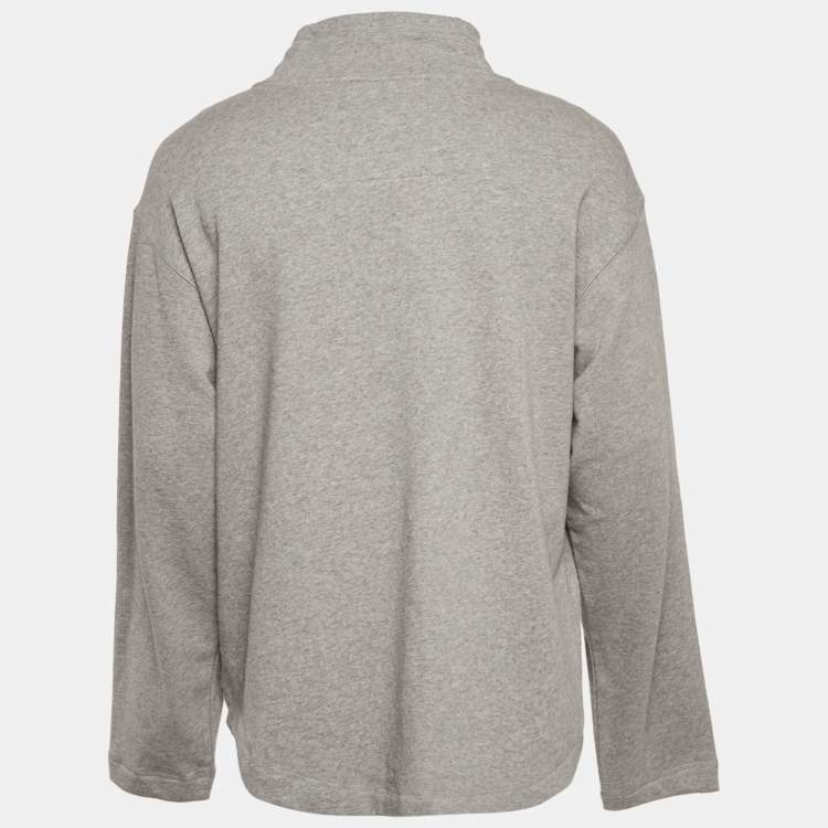 Pre Owned Givenchy Grey Cotton Knit High Neck Sweatshirt M