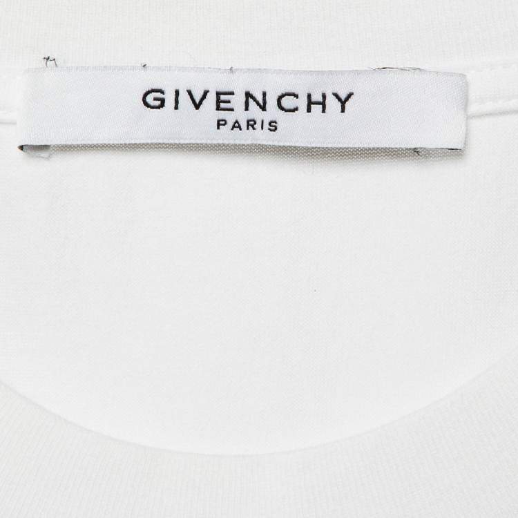Pre Owned Givenchy White Logo Embroidery Cotton Crewneck T-Shirt S