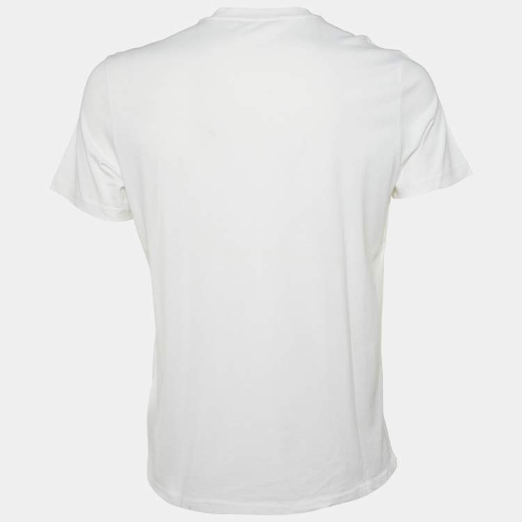 Pre Owned Givenchy White Logo Embroidery Cotton Crewneck T-Shirt S