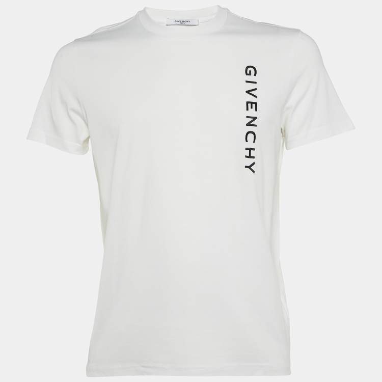 Pre Owned Givenchy White Logo Embroidery Cotton Crewneck T-Shirt S