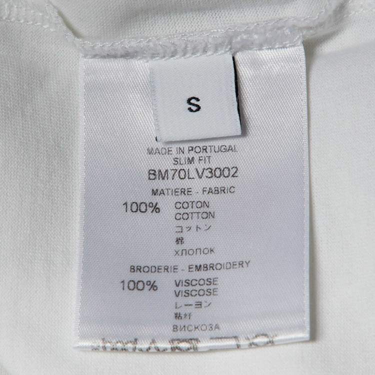 Pre Owned Givenchy White Logo Embroidery Cotton Crewneck T-Shirt S