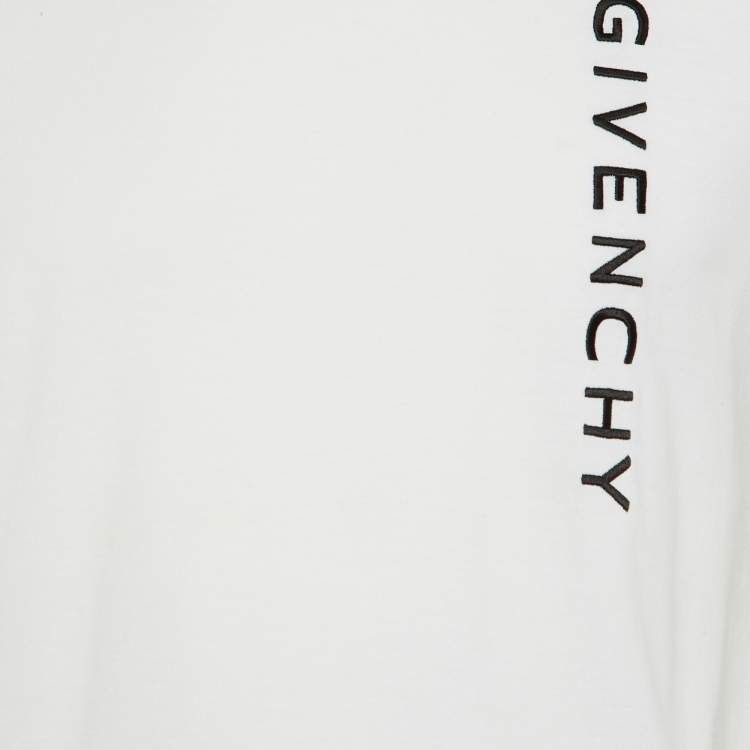 Pre Owned Givenchy White Logo Embroidery Cotton Crewneck T-Shirt S