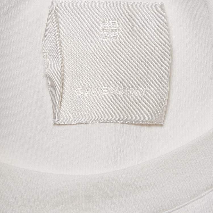 Pre Owned Givenchy White Logo Print Crew Neck T-Shirt M