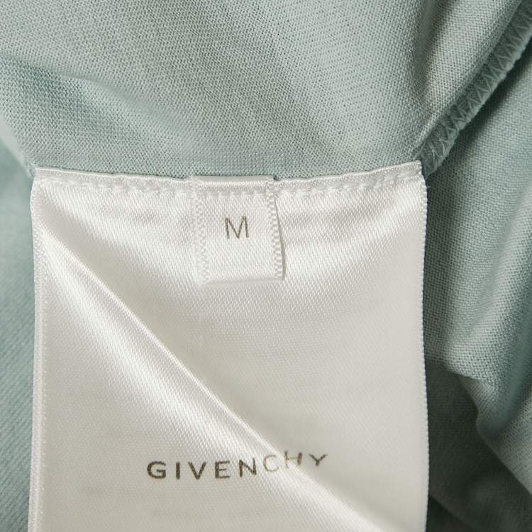 Pre Owned Givenchy Blue Logo Embroidered Cotton Crew Neck T-Shirt M