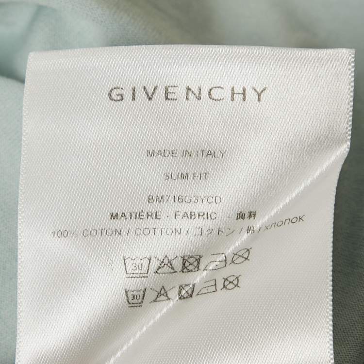 Pre Owned Givenchy Blue Logo Embroidered Cotton Crew Neck T-Shirt M