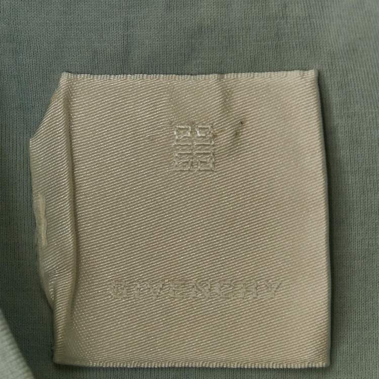 Pre Owned Givenchy Blue Logo Embroidered Cotton Crew Neck T-Shirt M