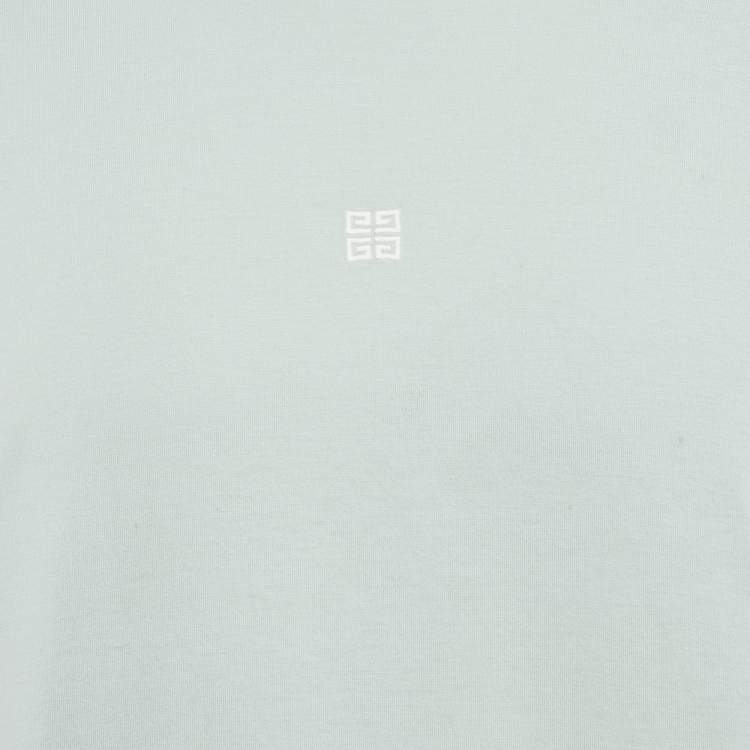 Pre Owned Givenchy Blue Logo Embroidered Cotton Crew Neck T-Shirt M