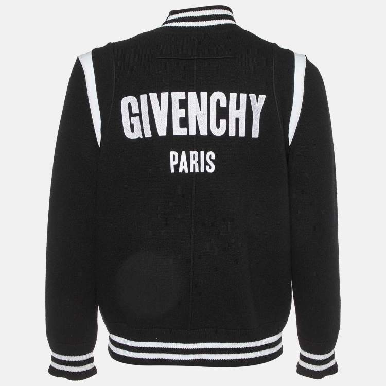 Pre Owned Givenchy Black Wool Blend Button Front Bomber Jacket L