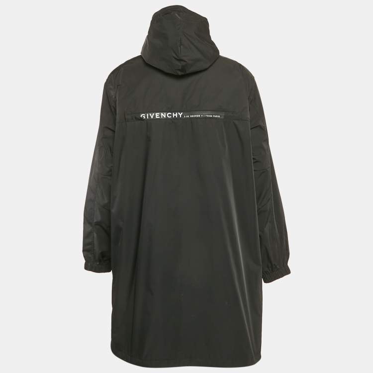 Pre Owned Givenchy Black Synthetic Hooded Long Jacket XL