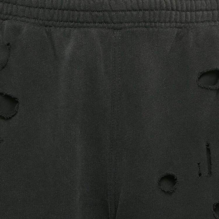 Pre Owned Givenchy Black Distressed Cotton Knit Archetype Shorts M